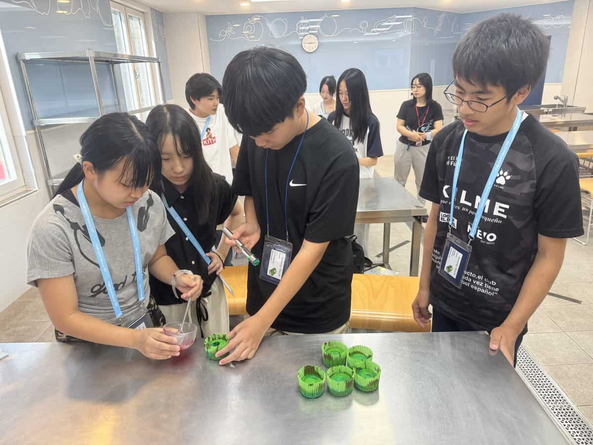 先生に英語で質問しながら学ぶ子どもたちの様子